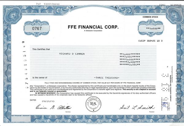 FFE FINANCIAL CORP.