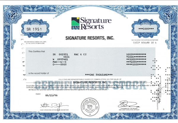 Signature Resorts, Inc,