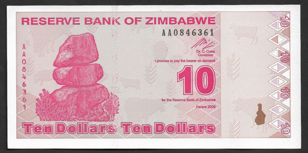 Zimbábue, 10 Dollars